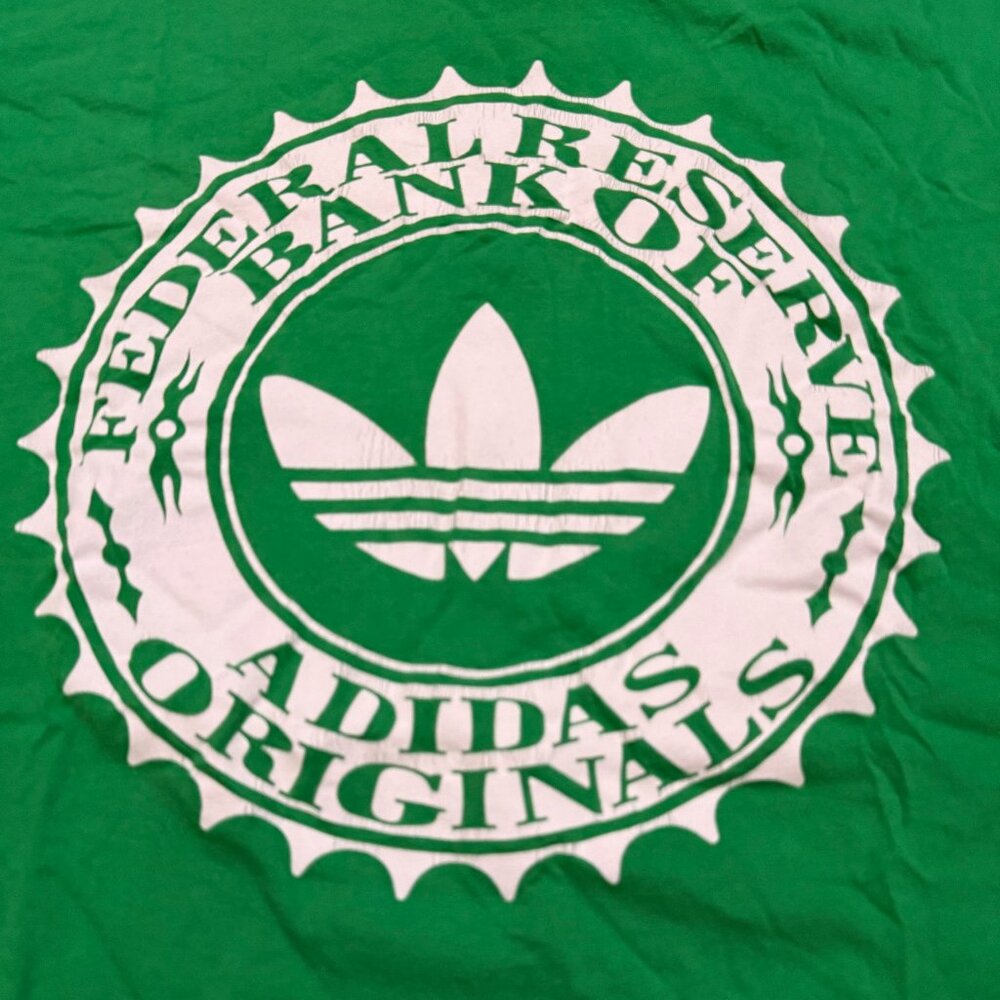 Classic, Rare Kelly Green Adidas, Federal Reserve T-shirt, XL